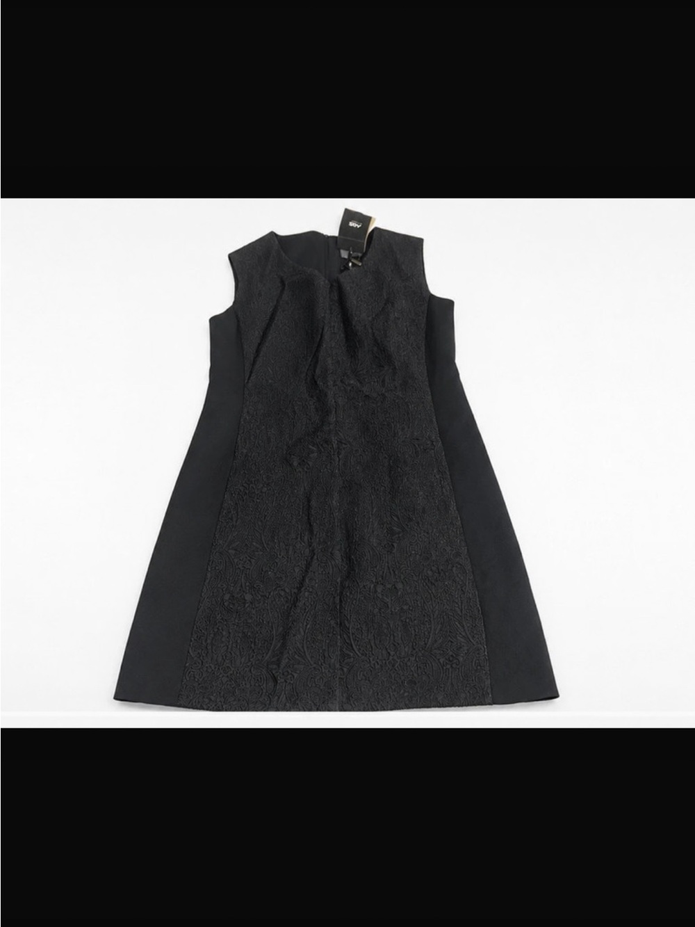 ABS Allen Schwartz Black Textured A-Line Sleeveless Dress
